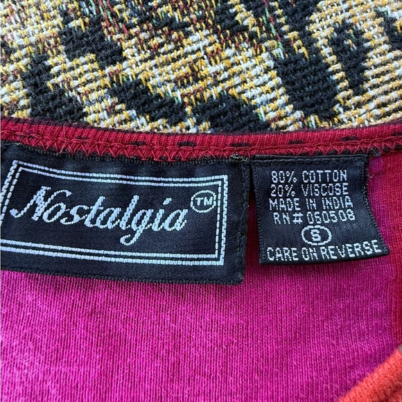 Vintage Nostalgia Women’s Colorful Patchwork Paisley Embellished Blouse Small - Picture 8 of 8